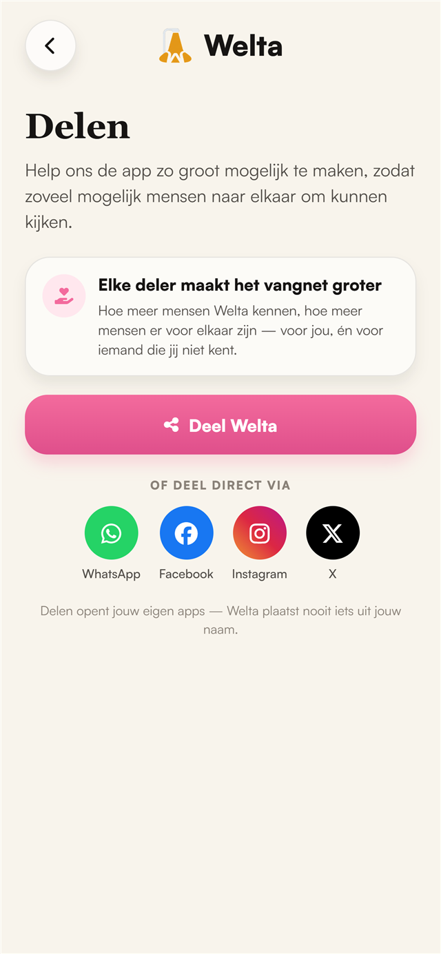 Welta-app: Welta delen met je kring