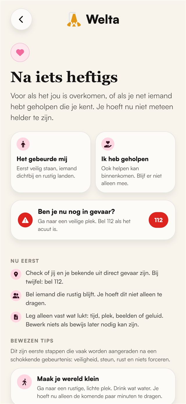 Welta-app: nazorg met hulplijnen