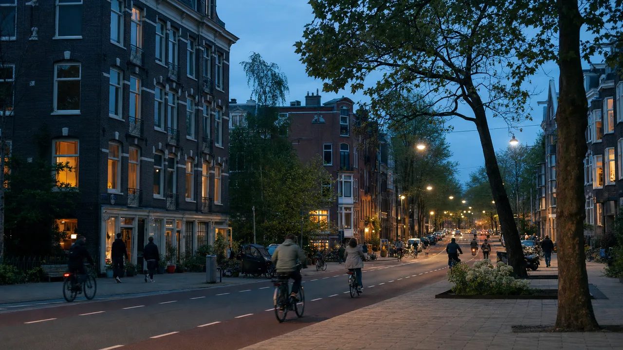 Privacyveilig straatbeeld met fietsers in een Nederlandse stad